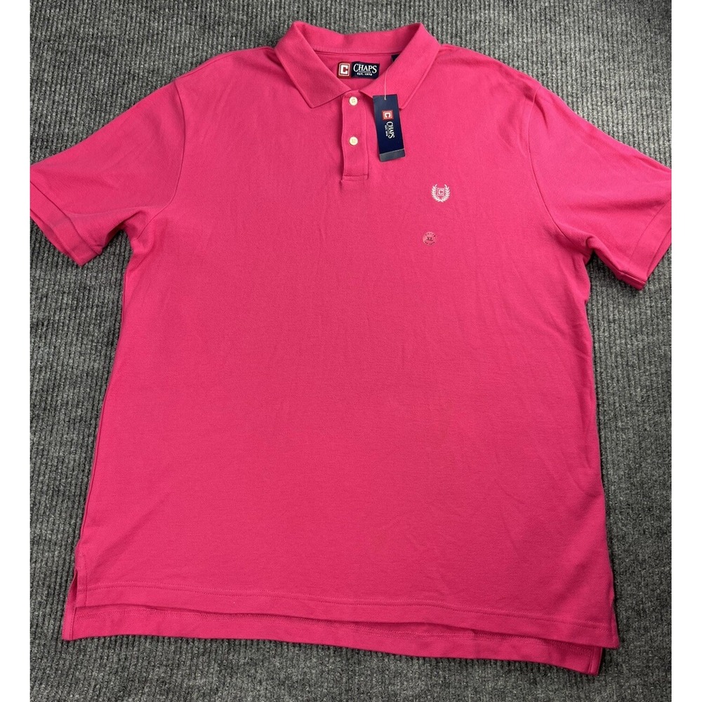 CHAPS Polo Shirt Men Extra Large Monterey Pink Coral High Low Breathable Preppy